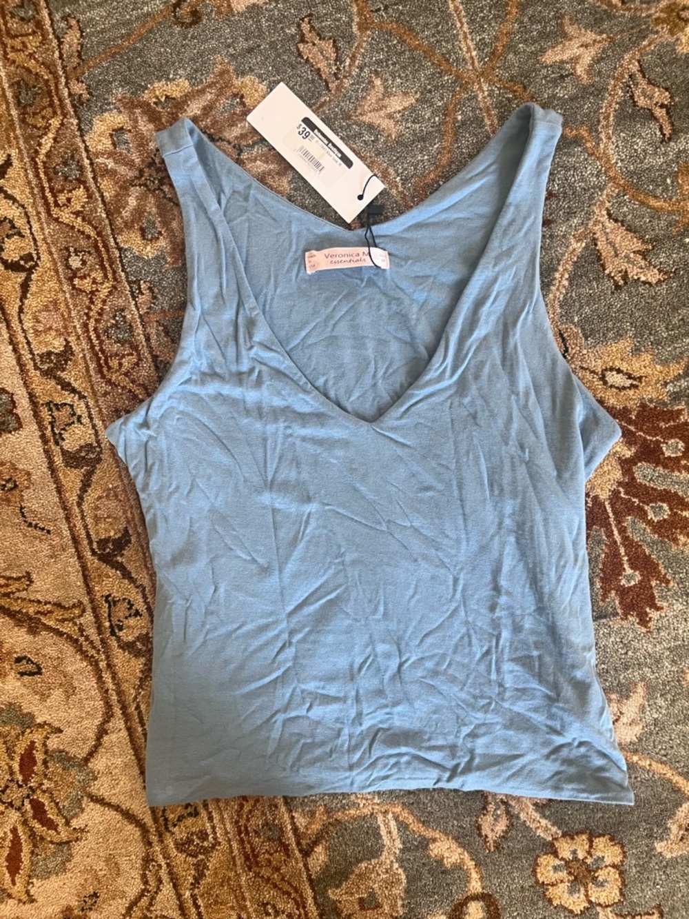 Veronica M Light Blue V-Neck Tank Top